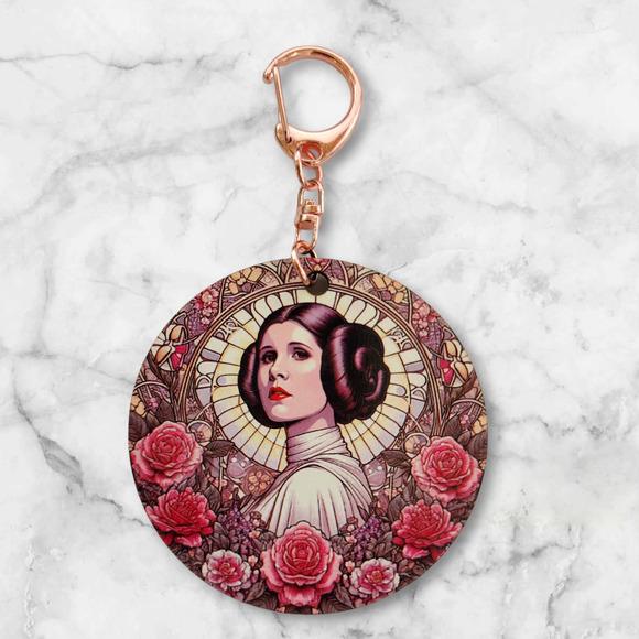 Princess Leia Star Wars Floral Keychain Bag Clip - Picture 1 of 2